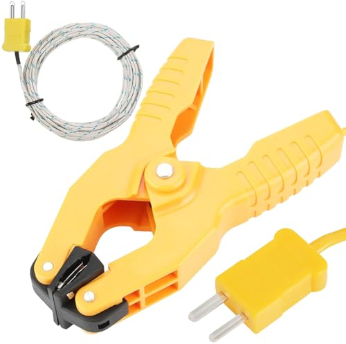 Youmile HT-05 Abrazadera de tubería Sensor de termopar tipo K Temperatura Abrazadera de plomería -40~200 °C/392 °F con cable de detección de mini sonda de temperatura tipo K de 1 metro