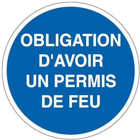 M317 - Obligation d'avoir un permis de feu - Panneau et Signalétique d'obligation - Dimensions au choix - Norme ISO 7010