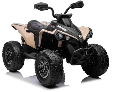 Kinder Elektro Quad 12V Can-am Renegade, Khaki, Einsitzer, Elektro Quad für Kinder mit LED-Leuchten, 12-V-Batterie, 2 x 35-W-Motoren, weiche Eva-Räder, MP3-Player mit USB/AUX-Eingang, lizenziert