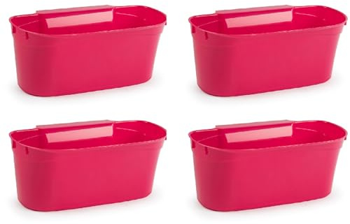 Tradineur - Pack de 4 Cestas recogedoras multiusos para cocina - Fabricado en plástico - Recogedor para diversos usos - 13 x 30 x 17 cm - Color Rosa