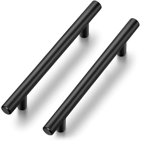 Ravinte 5 Stück Schwarz Möbelgriffe T Bar Griffe für Küchenschränke 128mm Lochzentrum Schrankgriffe Griffe Rostfreier Edelstahl Möbel Türgriffe
