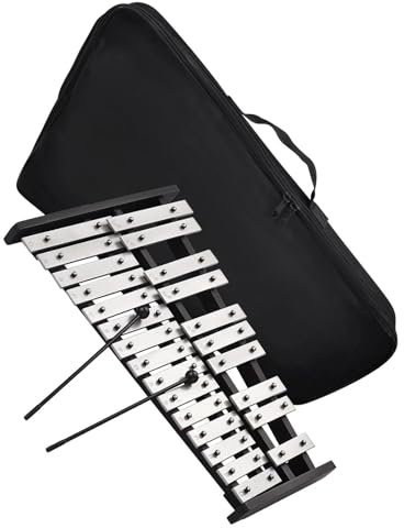 Glockenspiel mit 32 Tönen und höhenverstellbarem Ständer aus Aluminium Glockenspiel Set