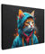 MuchoWow© Impression sur Toile Decoration Murale Peinture 80x60 cm Tableaux Decoratifs Muraux Décoration Chambre Graffiti - Chat - Noir - Manteau - Banksy
