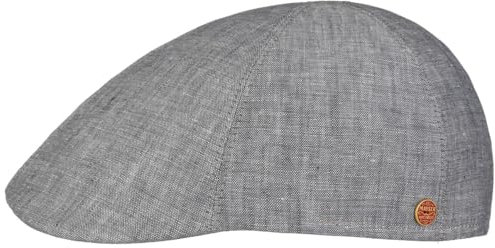 Mayser Paddy Leinen Flatcap Schirmmütze Schiebermütze Herren - Made in The EU mit Schirm, Futter Sommer Frühling-Sommer - 56 cm grau