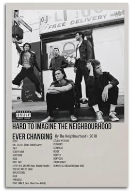 greb The Neighbourhood Album-Poster, Leinwand-Poster, Raumdekoration, ästhetisches Poster, künstlerisches Poster für Schlafzimmer, Wohnzimmer, Wände, 30 x 45 cm, ungerahmter Stil