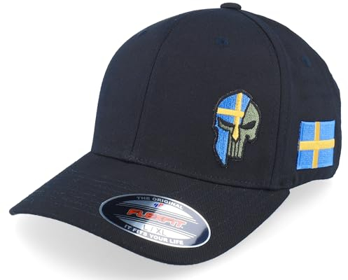 Hatstore Sverige Sweden Color Army Skull Black Flexfit Cap - Grösse: L/XL - (58-61 cm)
