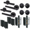 EAI Black Bathroom Door Handle Set - Pack of 2 | Round T-Bar Internal Door Handles, Thumb Turn & Release Set, Lock & Hinges (76mm) | Matt Black Oliena Range