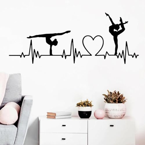 SHELOG Turnerin Heartbeat Dancer Wandaufkleber Mädchenzimmer Kinderzimmer Heartbeat Player Wandtattoo Schlafzimmer Wohnzimmer Dekor
