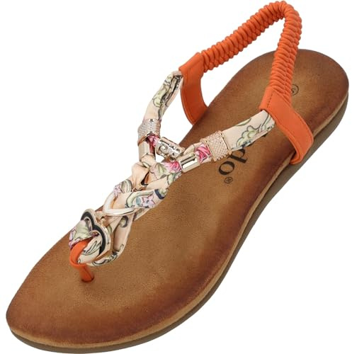 Palado Sandalen Damen Jurte by Sila Sahin - modische Pantoletten - elegante Sommerschuhe - bequeme Sandaletten mit verstellbaren Riemen Orange UK8 - EU41