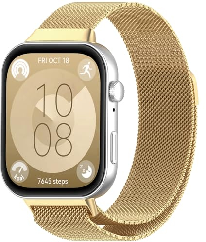 SOLOLUP Magnet Milanese Armbänder für Huawei Watch Fit 4/3 Armband,Magnetisch Edelstahl Metall Mesh Band Ersatzarmband Magnetverschluss Armband für Huawei Fit 4/3 Uhrenarmband für Damen Herren