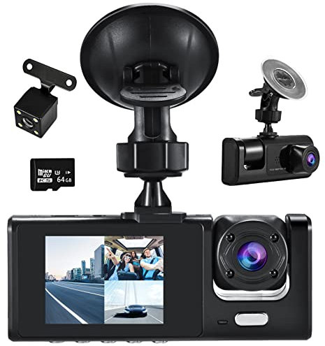 1080P Dash Cam Front and Rear,Full HD Dash Camera,Wireless Front and Inside Car Camera Dash Cam for Car, Dash Camera with 64GB-C10 Card, 170 Wide Angle Sensor with Loop Recording and G-sensorParking