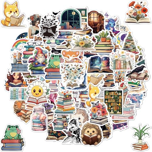 100 Stück Reading Aufkleber,Inspirational Book Stickers,Vintage Sticker,Sticker Aesthetic für Wasserflasche,Laptop,Scrapbook,Tagebuch,Wasserdichte Vinyl Aufkleber für Erwachsene und Jugendliche