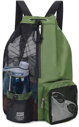 OLYSPM Zaino Spiaggia,Zaino Piscina,Borsa Piscina,Zaino da Spiaggia con Coulisse Multifunzionali con Scomparti per Bagnato e Asciutto per Nuoto,Palestra,Spiaggia,Campeggio