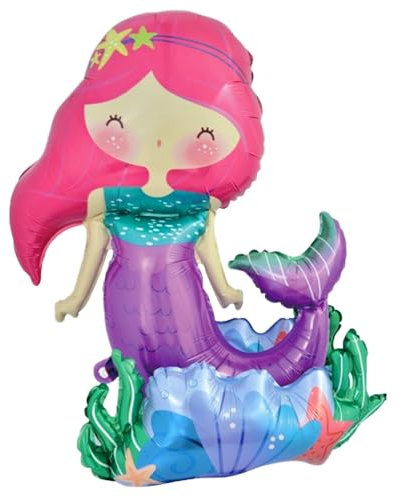 DazzJoy Meerjungfrau Luftballon, XXL Meerjungfrau Ballon Tiere, Luftballons Meerjungfrau Geburtstag Deko Mädchen, 3D Meerjungfrauen Folienballon für Unterwasserwelt Meerjungfrau Kindergeburtstag Deko