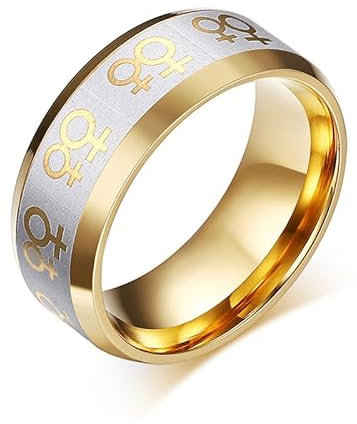 Joievievie Vergoldeter Ring mit Symbol der Weiblichkeit Venus Schwester Pride Lesbisch LGBT matt Schmuck Ring für Frauen, Edelstahl