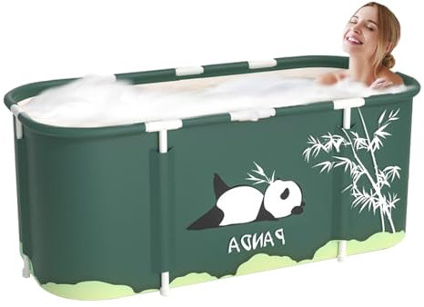 Sinbide Vasca da Bagno Pieghevole per Adulti, 115 x 60cm Facile Installazione, Vaschetta Pieghevole Eco-Friendly, Ideale per il Relax Domestico e SPA,Vasca da Bagno Pieghevole Adulti (Verde)