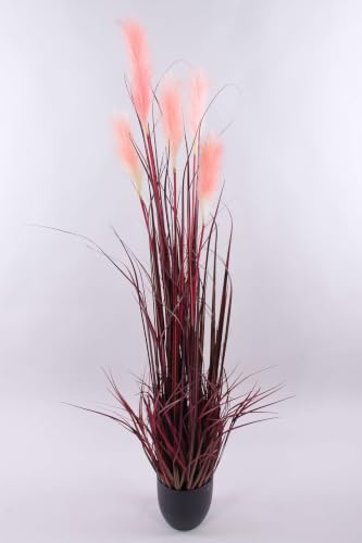 artplants.de Künstliches Pampasgras WERNHILD mit Rispen, rot-braun, 150cm | Künstlichestopf - Deko Pampasgras