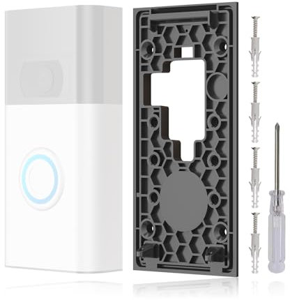 No Drill Doorbell Mount with Screws,Replacement Wall Mount Bracket for 2nd Generation Ring ,Adjustable Direction Adhesive Doorbell Holder Mounting Bracket for Home Office Apartments,Charging Version