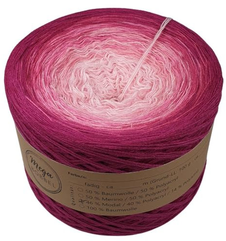MegaBobbel- MODALmix *Rosalie*AMD1* (Außenfarbe: Cassis) Farbverlaufsgarn - Lace Garn Bobbel Wolle zum Häkeln & Stricken (4 fädig, 700m)