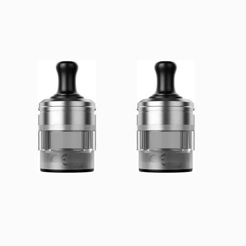 2 Pieces PNP X Cartridge Empty Pod 5 ml DTL MTL Fit PNP X Coil for Drag S2 / Drag X2 E-Cigarette Kit Vaporizer - Nicotine Free (MTL -Silver)