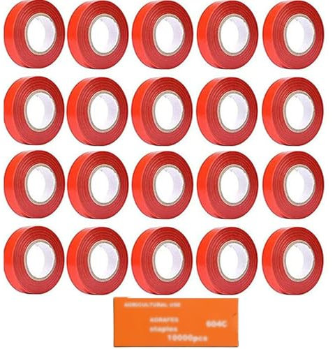 Lot de 20 rouleaux de ruban de jardin, 10 000 agrafes pour planter des tomates de vignes, des vignes, des fleurs (C)
