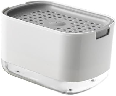 2-in-1 Kitchen Soap Dispenser with Sponge Holder, 300ml One-Handed Dish Liquid Dispenser for Kitchen Sink Countertop