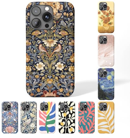Tirita Personalised Phone Case for iPhone 14 – Hard Case or Cover With Custom Name or Initials – Cute Personalised Gift for Women or Girls [01. William Morris Floral Yellow Flowers]