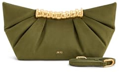JW PEI Damen Leia Plissierte Clutch, Dark Olive, 3.54 x 10.83 x 5.71