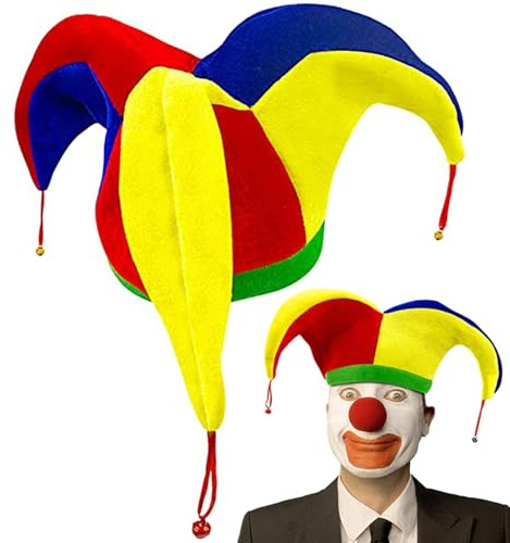 Halloween Carnival Rainbow Clown Hat with Bells - Funny Costume Accessory, Ideal for Cosplay & Masquerade Balls