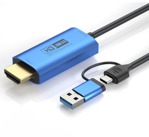 Lazmin112 Cable HD a Type-C/USB 3.0, Entrada 4K y Salida 1080p, Alta Velocidad, 2M, Fabricado con CNC, para Grabación Ultra Nítida, Retransmisiones en Directo, Reuniones en Línea