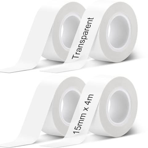 4 Rollen 15mm x 4m Etikettenband für PRT QUTIE, Makeid L1, Phomemo D30