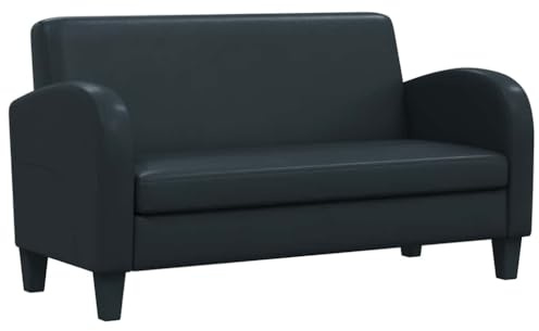 YuuSsea Sofa 2-Sitzer Kunstleder Schwarz, Klassisches Design, Massivholzrahmen, Bequemes Polster, Wohnzimmer Möbel
