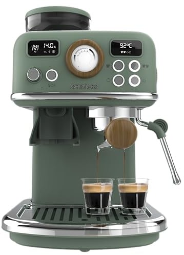 Cecotec Cafetera Express Manual Power Espresso 20 Tradizionale Grind. 1500W, Molinillo 20 Niveles, 20 Bares, PID, Thermoblock, Steamer, Cold Brew, Café Recién Molido con Crema Perfecta