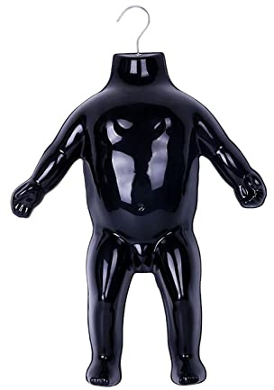 Yunmeryker Manichino Bambino Corpo Manichino Torso Manichino Modello Simulazione Materiale Gancio Superiore Adatto per Vetrina Negozio Esposizione, Nero