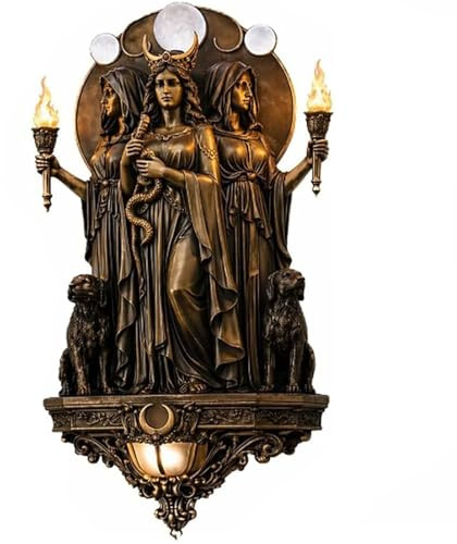WEIWOGU Hekate-Wandlampe, die dreifache Göttin erleuchtet Ihren Raum, griechische Mythologie-Skulptur, kabellose Wandleuchte, Boho-Dekor, Hekate, griechische dreifache Göttin der Magie (1pcs)