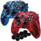 YoRHa Stampa a trasferimento d'acqua Cassa pelle copertura silicone skin cover Custodia per Microsoft Xbox One X&Xbox One S controller x2(rosso & blu) Con PRO presa del pollice thumb gripsx 8