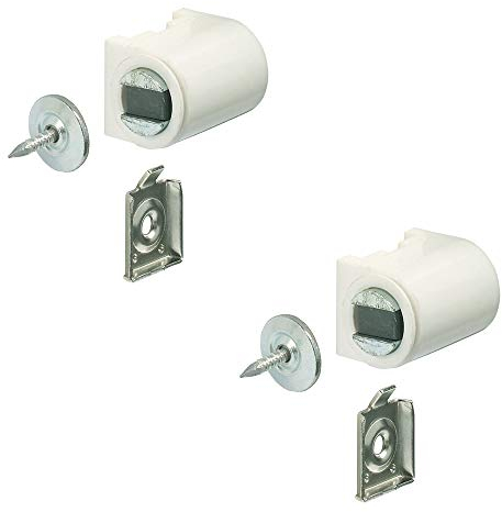 Gedotec Magnetverschluss weiß mit Anschraubplatte Magnetschnapper Tür zum Schrauben - H2059 | Türmagnet Kunststoff Haftkraft 3,0 kg | MADE IN GERMANY | 2 Stück Möbelmagnet Schranktür mit Gegenplatte