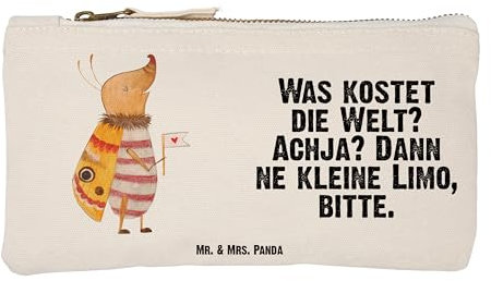 Mr. & Mrs. Panda Kosmetiktasche Nachtfalter Fähnchen Größe S Klein - Geschenk, kosmetiktäschchen, Spruch Lustig, Süß, Schminktasche, Käfer, Schlampermäppchen, Kulturbeutel, Witzig, Lustige Sprüche