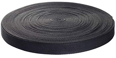 50 m x 25mm Sangle en Polypropylène - épaisseur 1,4 mm - Sangle en Toile, Ruban Ceinture en polypropylène, pour Sacs, Sacs à Dos, Élingues, Harnais, Bagages, DIY etc. Noir TKD5070 Black