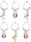 BarCraft BCWCPAPPLE Novelty Wine Glass Charms, Pineapple and Flamingo Design, In Gift Box, Zinc, Set of 6, Silver, Rose Gold, Gold