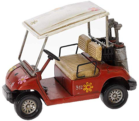 Pamer-Toys Modellauto aus Blech - im Antik-Vintage-Retro-Style - 25 -35 cm Länge (Golf-Caddy, rot-weiß)