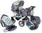 GaGaDumi Urbano 3 in 1 Kombikinderwagen Kinderwagen mit Autositz Komplettset incl Babyschale Buggy Wickeltasche Regenschutz Moskitonetz Voll-Gummireifen Grau/Eulenmuster