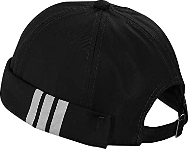 Croogo Herren Krempenloser Hut, gerollte Manschette, Hafenmütze, Retro, Strapback, Docker-Cap, lässiger Seemannskappe, Unisex, Docker Leon Beanie, Schwarz, Einheitsgröße