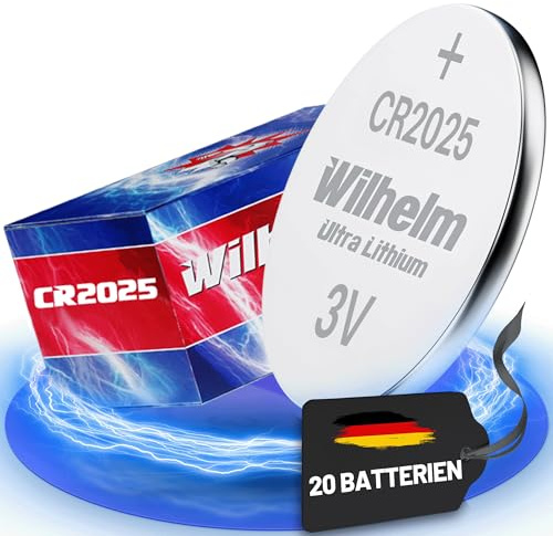 20 Stück CR2025 3V Batterien CR 2025 Knopfzelle (Lithium Knopfzellen 3 Volt im 20-er Pack)