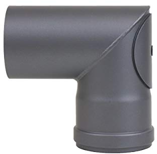 LANZZAS Pelletrohr Spitzbogen 90° mit Reinigungsverschluss, im Durchmesser DN Ø 80 mm, in gussgrau, Pelletbogen, Ofenrohr Bogen, für Pelletöfen