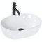 VBChome Aufsatzwaschbecken oval 48 x 34 cm Keramik Waschschale Weiß glänzend Waschtisch für Badezimmer oder Gäste WC ohne Hahnloch
