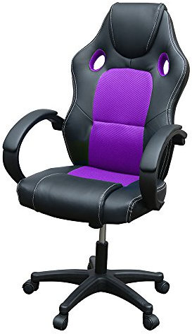 Panana Racing Style Office Gaming Chair, PU Leather Desk Ergonomically Adjustable Sport Swivel Chair With Padded armrests (Purple)