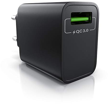 CSL - USB Ladegerät 18W Quick Charge 3.0 - Netzteil mit Schnellladefunktion - Smart Charge Solid Charge intelligentes Laden - geeignet für Handys Smartphones Navis Tablets UVM. - schwarz