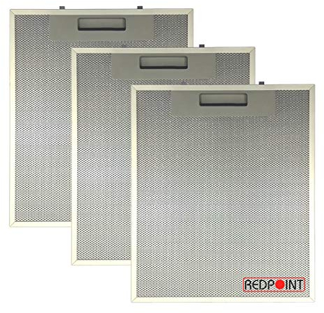 REDPOINT® KIT 3 FILTRI ALLUMINIO per CAPPE mm. 253 x 300 x 8 - Adattabile : FABER 1330018480/133.0018.480