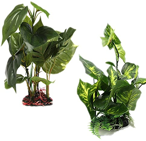 findjoy2020 Künstliche Aquariumpflanze, 24–25 cm hoch, grün, echt aussehende Aquarium-Zierblattpflanze, Kunststoffpflanzen, Aquariumpflanzen für Aquarien, A